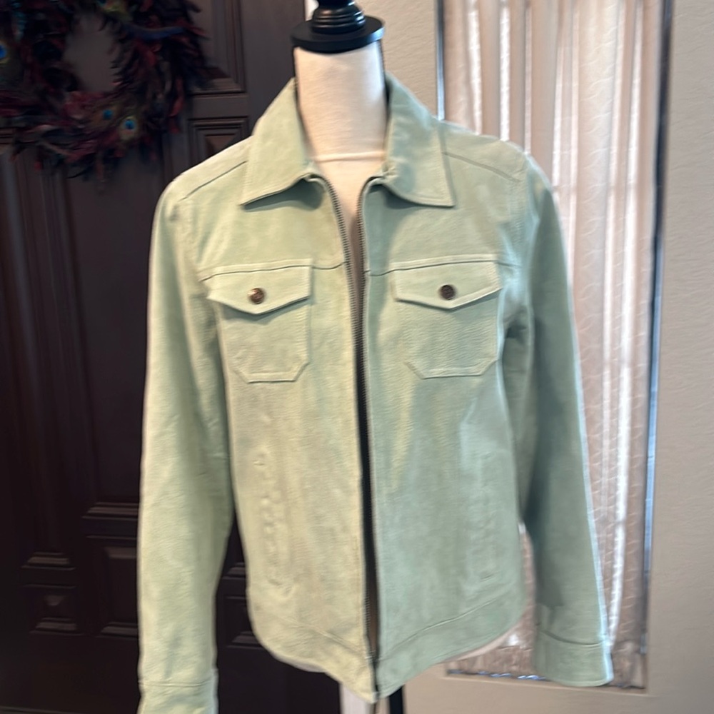 Charter Club Sage Green Suede Western Style Jacket